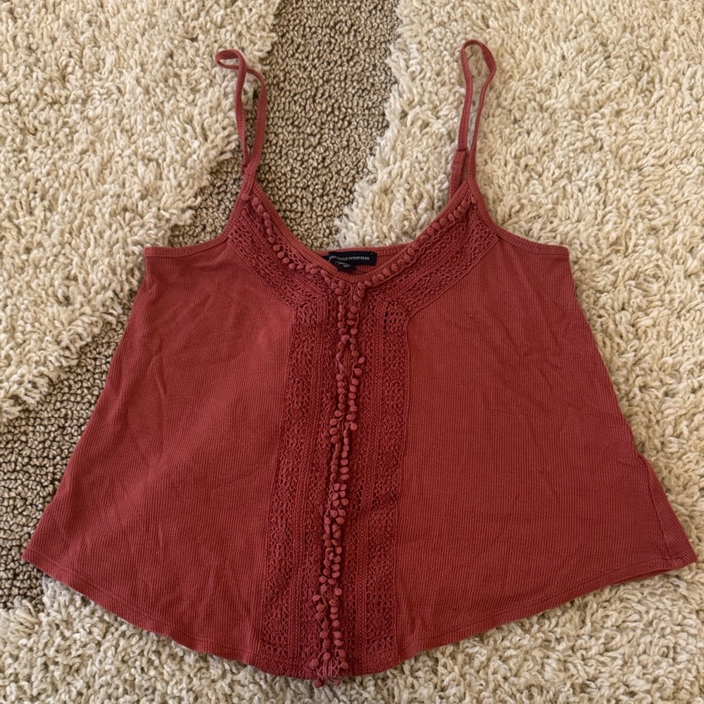 American Eagle Outfitters Rust Lace Cami Top